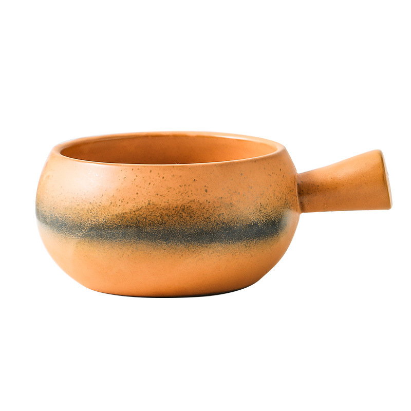 Bol japonez din ceramică, stil retro, capacitate mare, cu mâner, pentru mic dejun, ovăz, orez și salată