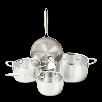 Set de vase din oțel inoxidabil cu trei straturi 304, șapte piese, potrivit pentru aragazuri cu gaz
