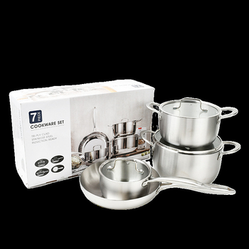 Set de vase din oțel inoxidabil cu trei straturi 304, șapte piese, potrivit pentru aragazuri cu gaz