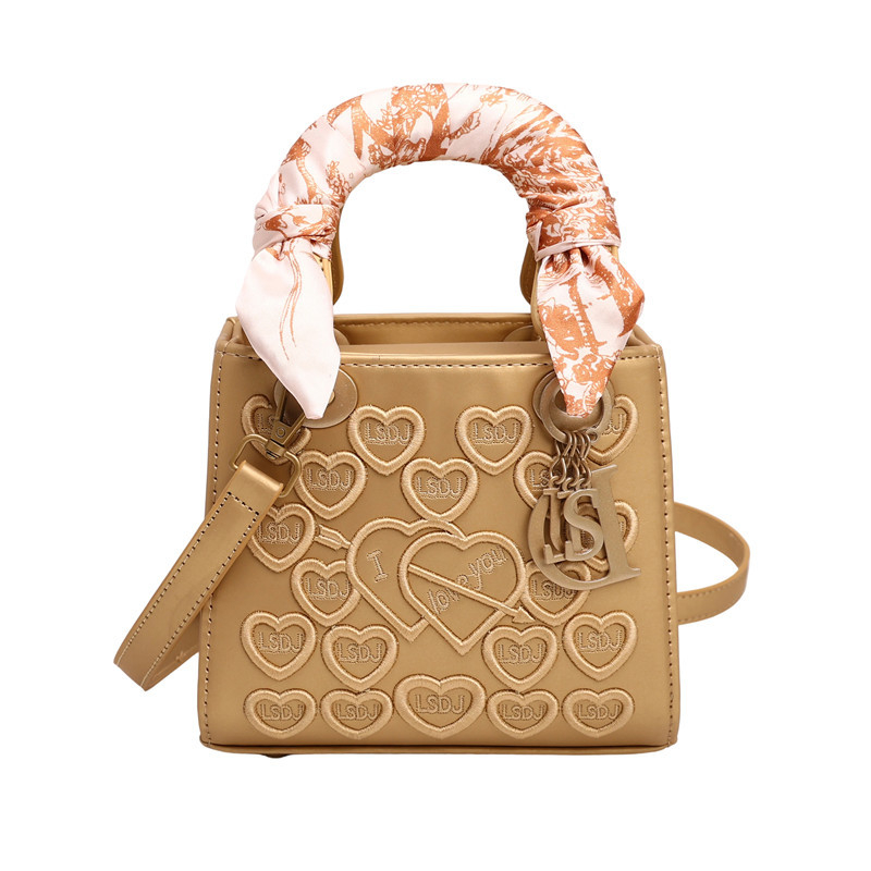 Ženska crossbody torba s akcentom izvezenog svilenog šala, 2026 novi model, srednja veličina, PU koža, za svakodnevnu upotrebu