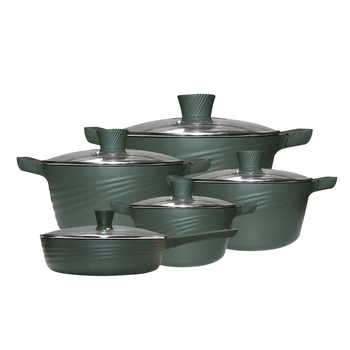 Set de vase Maifan Stone, turnate prin die-cast, 10 piese, oale pentru supă și tigăni, antiaderente, pentru uz casnic