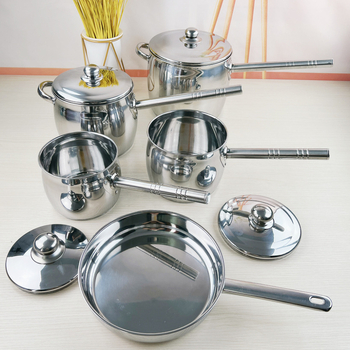Set de oale din oțel inoxidabil, fund stratificat gros, capacitate mare, mâner unic, fără acoperire, stil coreean