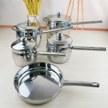 Set de oale din oțel inoxidabil, fund stratificat gros, capacitate mare, mâner unic, fără acoperire, stil coreean