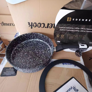 Renli set ceramic pentru bucătărie: tigaie adâncă pentru prăjit, ceramică cu model fulg de zăpadă, antiaderent, bază din aliaj de aluminiu, stil occidental