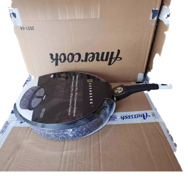 Renli set ceramic pentru bucătărie: tigaie adâncă pentru prăjit, ceramică cu model fulg de zăpadă, antiaderent, bază din aliaj de aluminiu, stil occidental