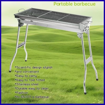 Grill exterior din oțel inoxidabil, cu cărbune, portabil și pliabil