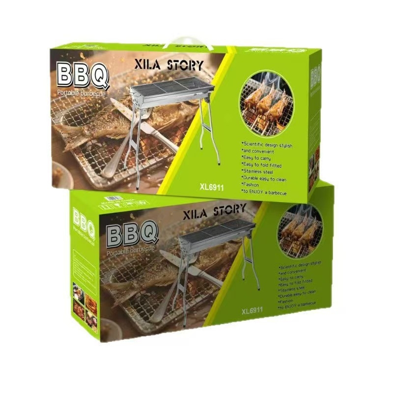 Grill exterior din oțel inoxidabil, cu cărbune, portabil și pliabil