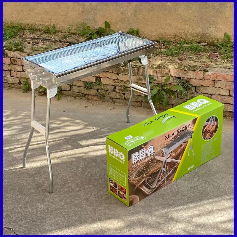 Grill exterior din oțel inoxidabil, cu cărbune, portabil și pliabil