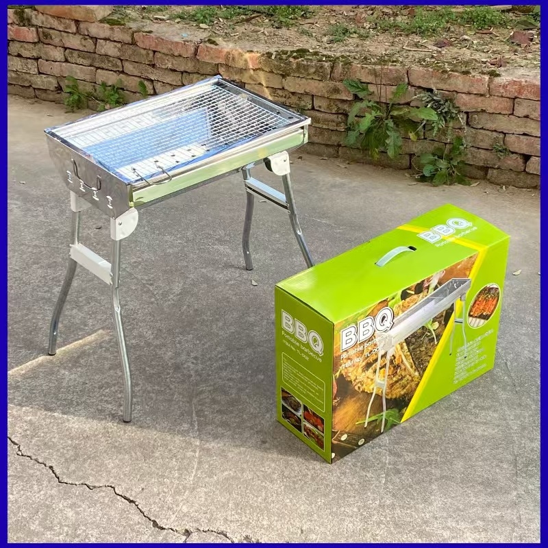 Grill exterior din oțel inoxidabil, cu cărbune, portabil și pliabil