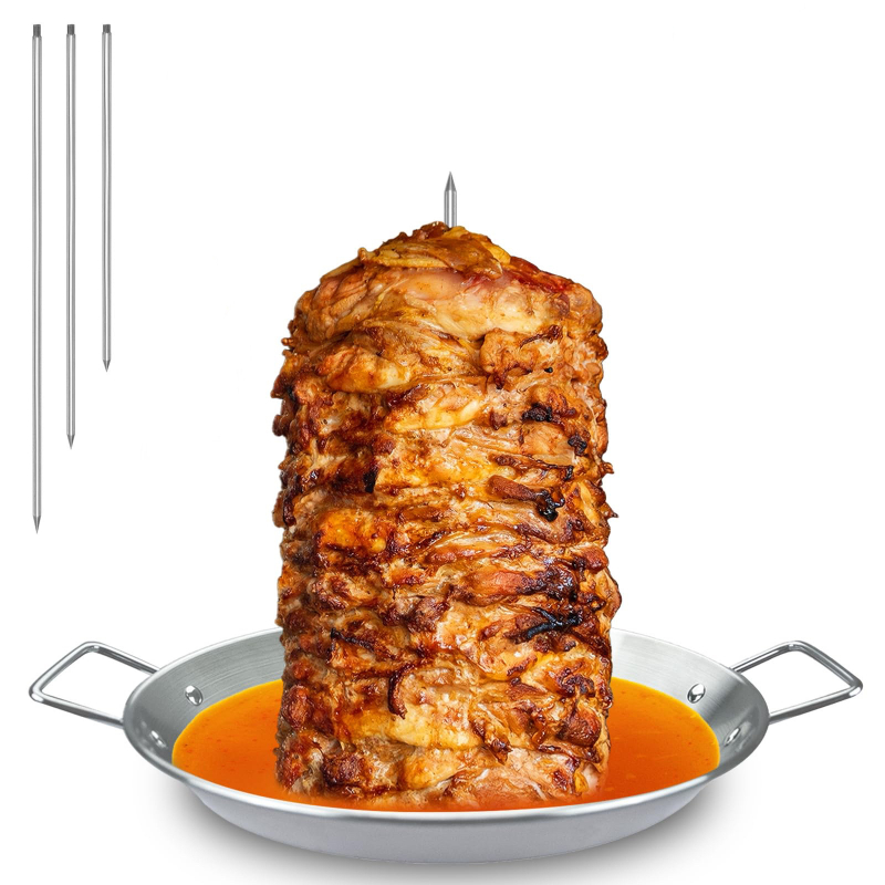 Grill vertical din oțel inoxidabil cu tavă pentru pui, accesoriu cu 3 grătare detașabile și perie cu mănuși