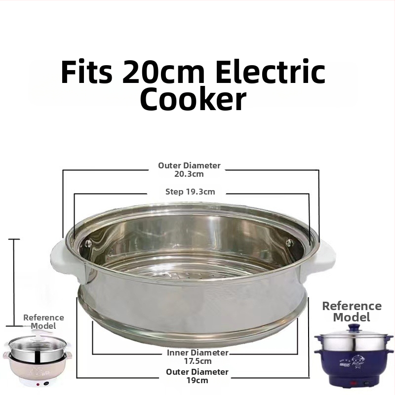 Inserție aburi din oțel inoxidabil pentru oală electrică, universală, 1,8 L, diametru 17,5 cm, capac din sticlă temperată