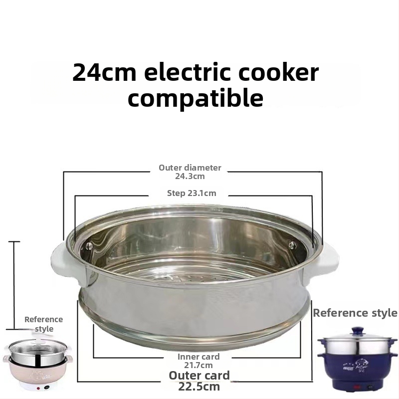 Inserție aburi din oțel inoxidabil pentru oală electrică, universală, 1,8 L, diametru 17,5 cm, capac din sticlă temperată