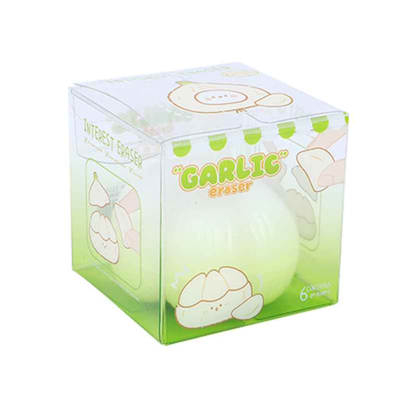 Radieră în formă de usturoi, design desen animat, set pentru elevi