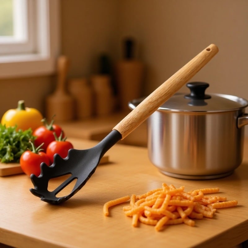 Set de ustensile de bucătărie din silicon cu mâner din lemn: lingură pentru făină și spatule, antiaderente, rezistente la temperaturi, cu recipient de depozitare