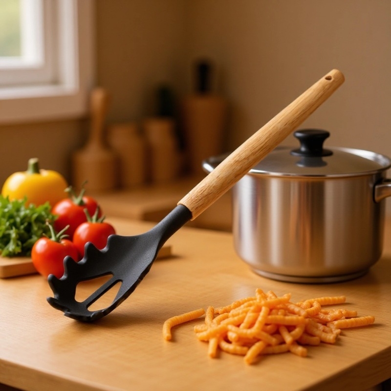 Set de ustensile de bucătărie din silicon cu mâner din lemn: lingură pentru făină și spatule, antiaderente, rezistente la temperaturi, cu recipient de depozitare