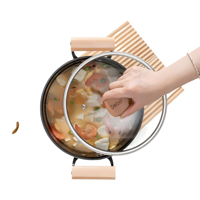 Debo Osborne set wok în 3 piese pentru aragaz pe gaz și plită cu inducție – tigaie antiaderentă pentru prăjit și oală de supă, utilizare casnică, model DEP-DS328