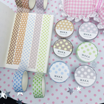 Waka Waka Bandă Washi cu buline pentru jurnal – Stickere decorative, Puncte colorate, Se desprinde, Materiale de colaj în stil japonez