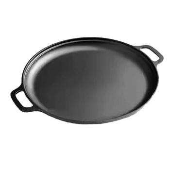 Tigan din fontă cu două mâneri, fund plat, fără acoperire, pentru clătite și lipii