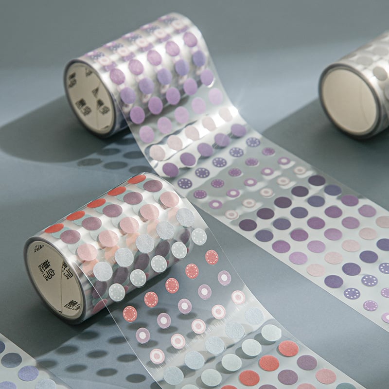 Bandă washi PET cu buline, ilustrație cu pasăre albastră – 10 modele