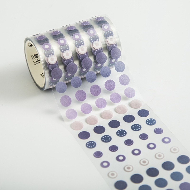 Bandă washi PET cu buline, ilustrație cu pasăre albastră – 10 modele
