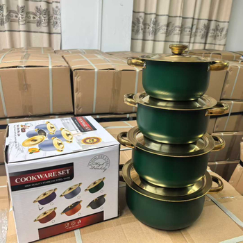 Set de oale din oțel inoxidabil, 4 sau 5 piese, oale de supă cu mâner dublu, aurii, pentru bucătăria de acasă