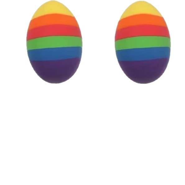 Două gume de șters în formă de ou de Paște, ambalaj mare, design drăguț de desene animate, în culori curcubeu, gume rotunde pentru creion