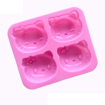 Set de 4 forme din silicon pentru prăjituri cu cap de pisică, pentru coacere acasă, matriță DIY pentru mooncake