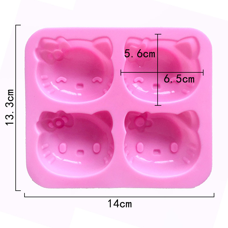 Set de 4 forme din silicon pentru prăjituri cu cap de pisică, pentru coacere acasă, matriță DIY pentru mooncake