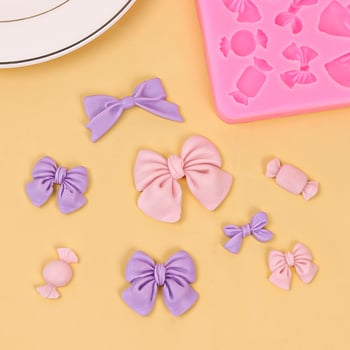 Formă din silicon în formă de fundă pentru fondant și ciocolată, matriță DIY pentru prăjituri și lut