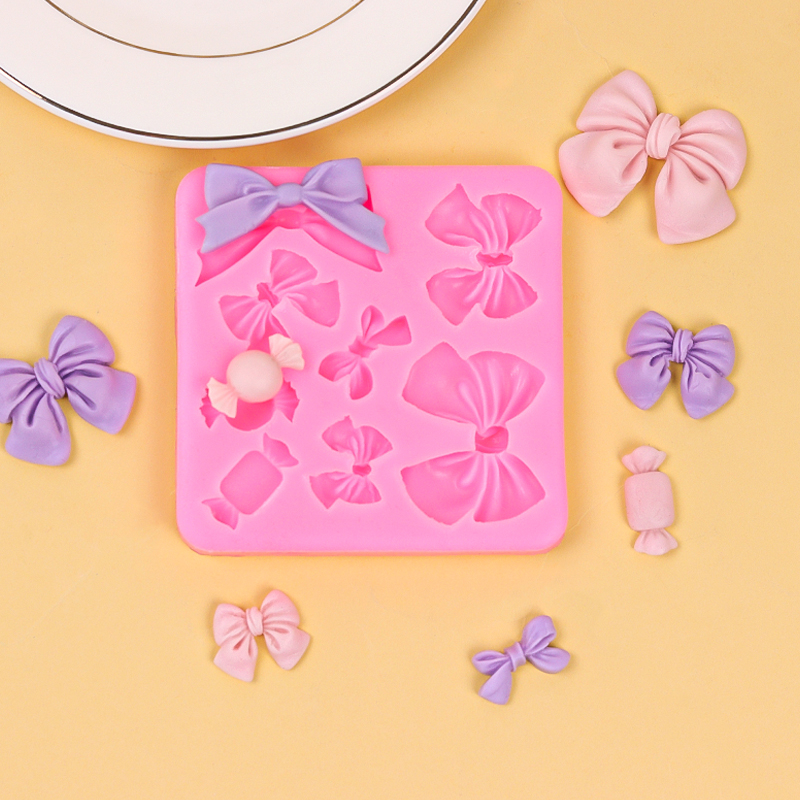 Formă din silicon în formă de fundă pentru fondant și ciocolată, matriță DIY pentru prăjituri și lut