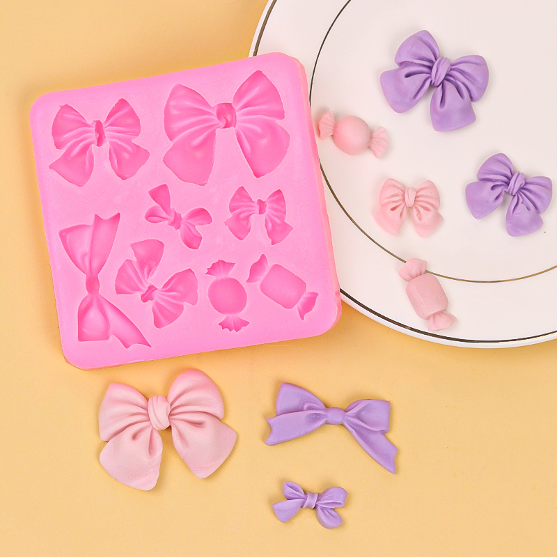 Formă din silicon în formă de fundă pentru fondant și ciocolată, matriță DIY pentru prăjituri și lut
