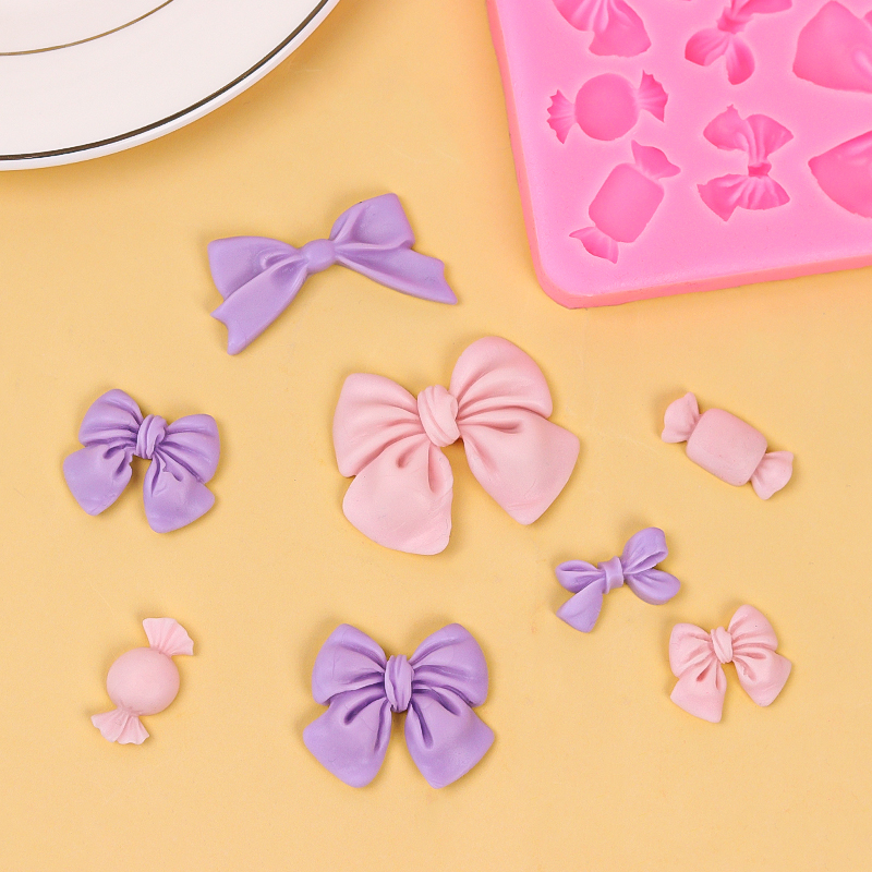 Formă din silicon în formă de fundă pentru fondant și ciocolată, matriță DIY pentru prăjituri și lut