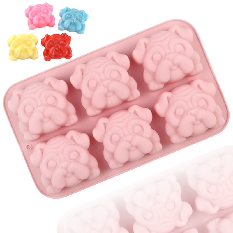 Forma din silicon pentru prăjituri în formă Shar-Pei, set de 6 bucăți, pentru coacere