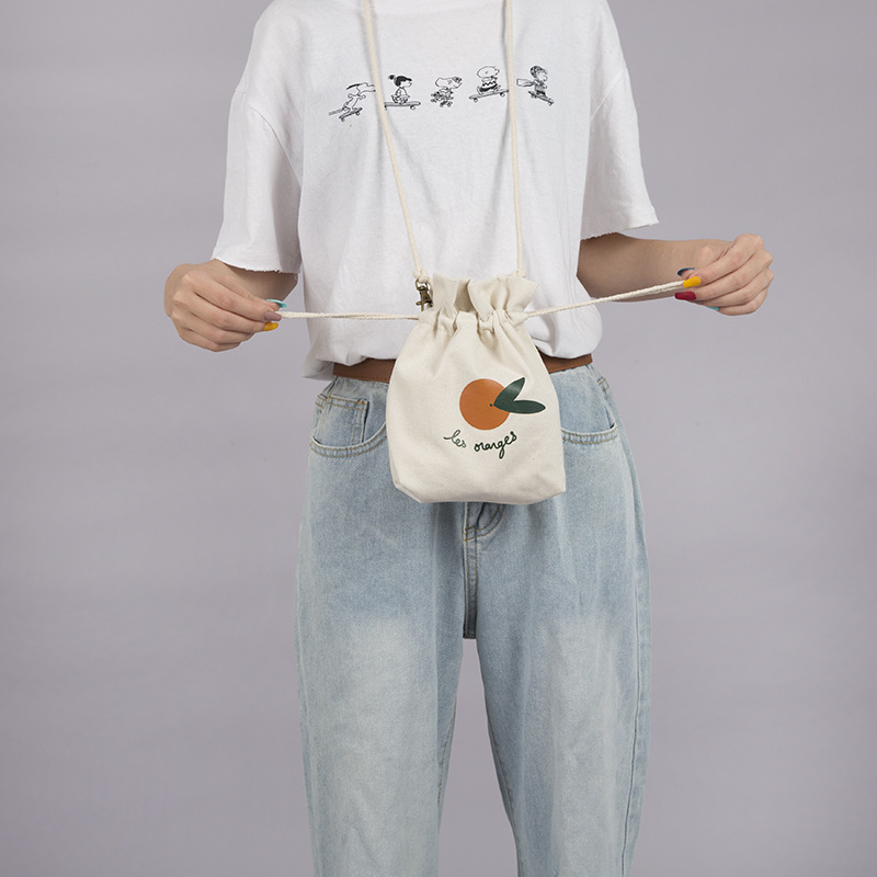 Nova ilustrirana crossbody torba u japanskom stilu, mala platnena torba u obliku kante