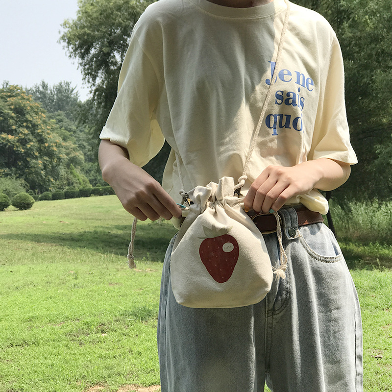Nova ilustrirana crossbody torba u japanskom stilu, mala platnena torba u obliku kante