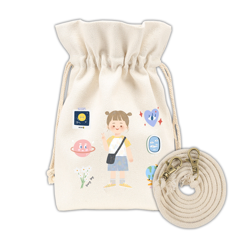 Nova ilustrirana crossbody torba u japanskom stilu, mala platnena torba u obliku kante