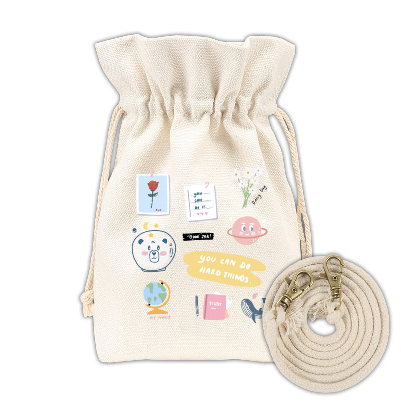 Nova ilustrirana crossbody torba u japanskom stilu, mala platnena torba u obliku kante