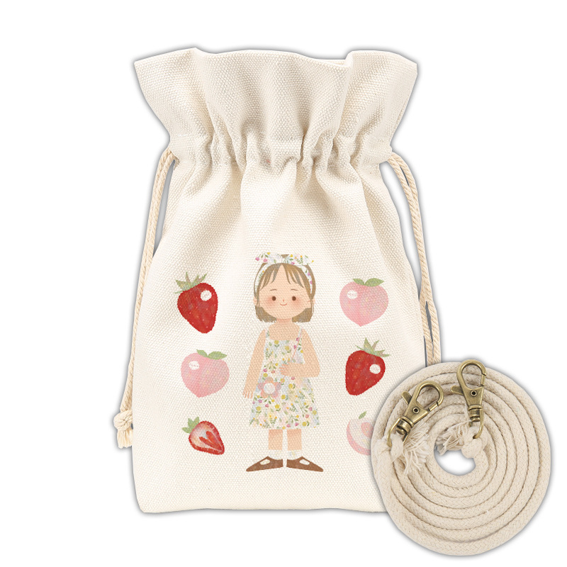 Nova ilustrirana crossbody torba u japanskom stilu, mala platnena torba u obliku kante