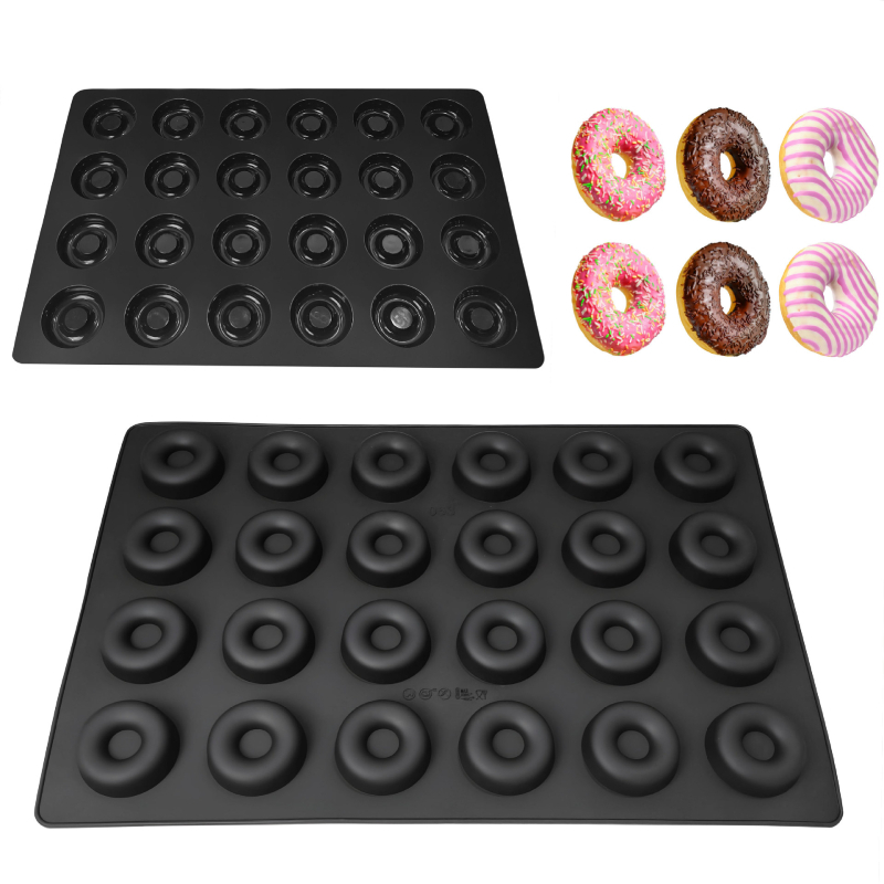 Set de 24 forme din silicon pentru donuts, prăjituri, mousse și muffins – antiaderente, rezistente la temperaturi înalte, unelte DIY pentru coacere