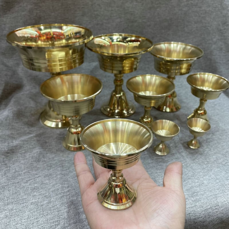 Suport pentru lampă de unt din cupru pur, bază îngroșată, suport înalt pentru altar, utilizare casnică, lampă cu combustibil solid și lichid
