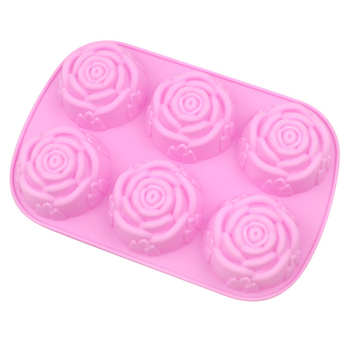 Set de 6 forme din silicon în formă de trandafir, pentru coacere: prăjituri, jeleuri, tarte și pâine