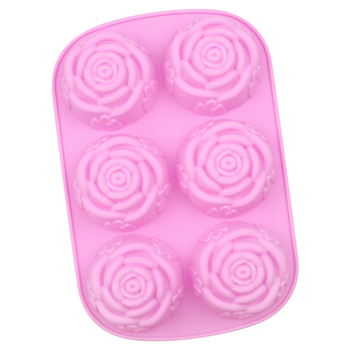 Set de 6 forme din silicon în formă de trandafir, pentru coacere: prăjituri, jeleuri, tarte și pâine