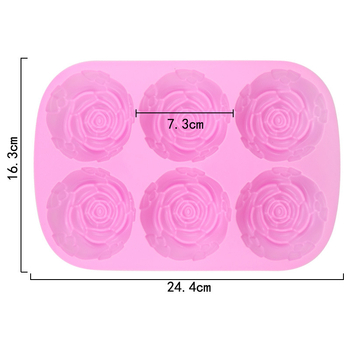 Set de 6 forme din silicon în formă de trandafir, pentru coacere: prăjituri, jeleuri, tarte și pâine