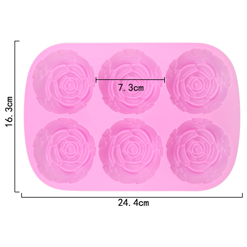 Set de 6 forme din silicon în formă de trandafir, pentru coacere: prăjituri, jeleuri, tarte și pâine