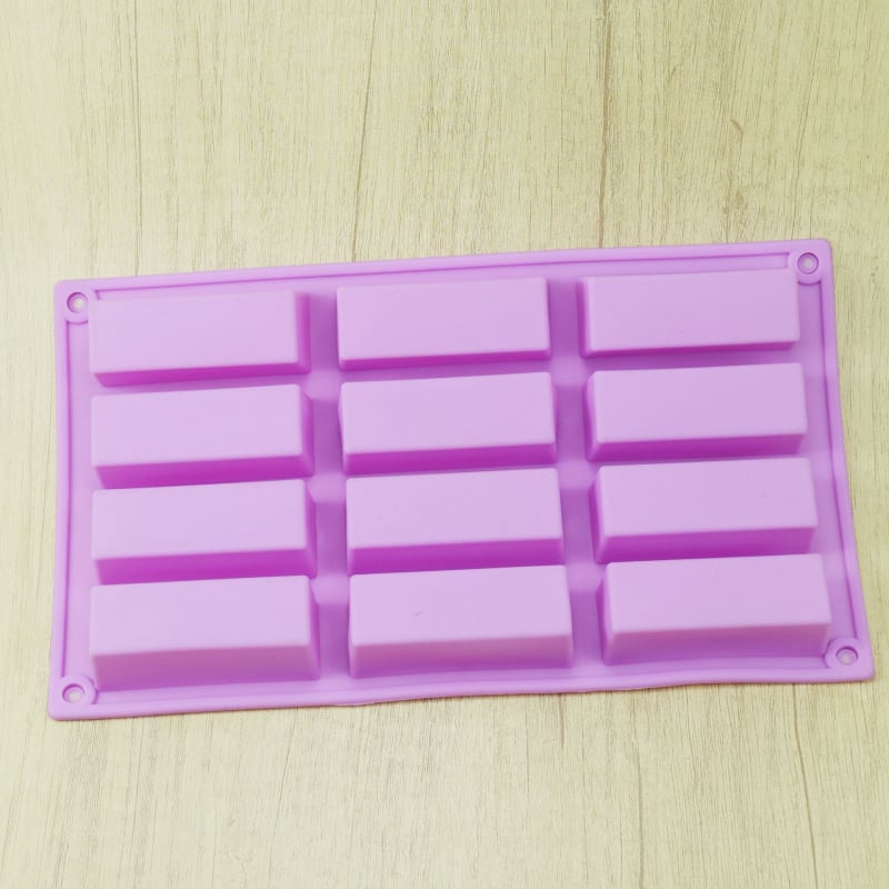 Forme din silicon dreptunghiulare, cu 12 cavități, pentru coacere, săpun, jeleu și cuburi de gheață