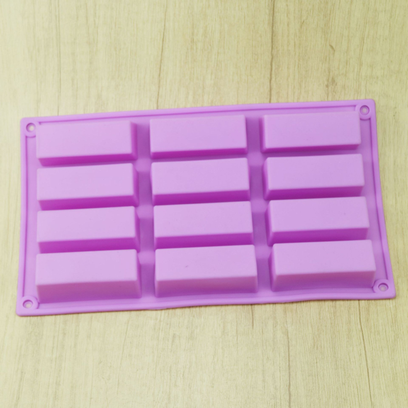 Forme din silicon dreptunghiulare, cu 12 cavități, pentru coacere, săpun, jeleu și cuburi de gheață