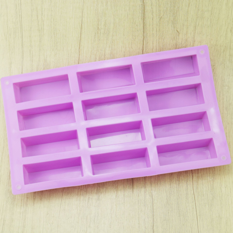 Forme din silicon dreptunghiulare, cu 12 cavități, pentru coacere, săpun, jeleu și cuburi de gheață