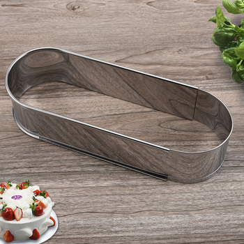 Inel oval pentru mousse din oțel inoxidabil, antiaderent, telescopic reglabil pentru coacere