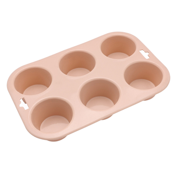 Formă de silicon pentru prăjituri cu 6 cavități rotunde, tavă pentru brioșe, 24×16×4 cm, trei culori