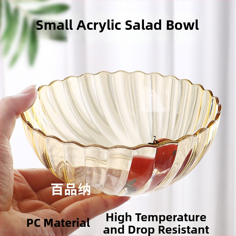 Bol de salată din acrilic, plastic PC rezistent la temperaturi, legume și fructe colorate, pentru restaurante și acasă.